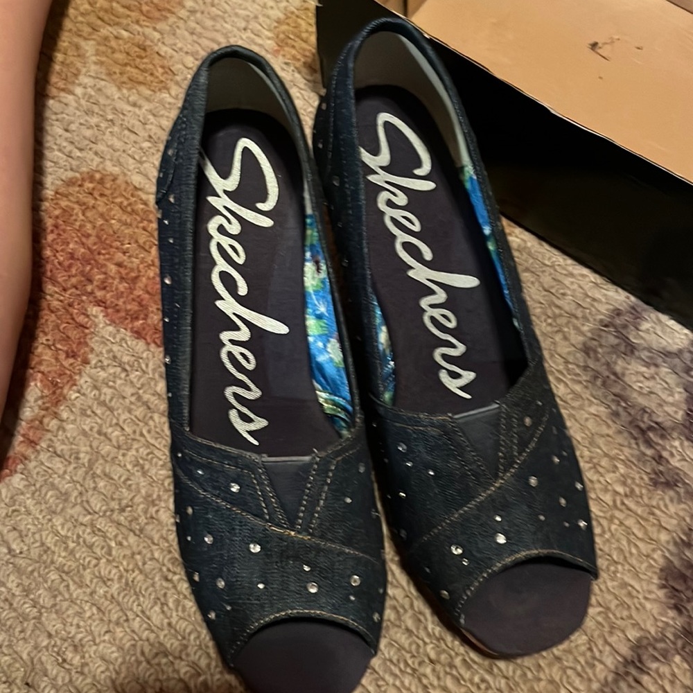 Denim size 9 Skechers wedge